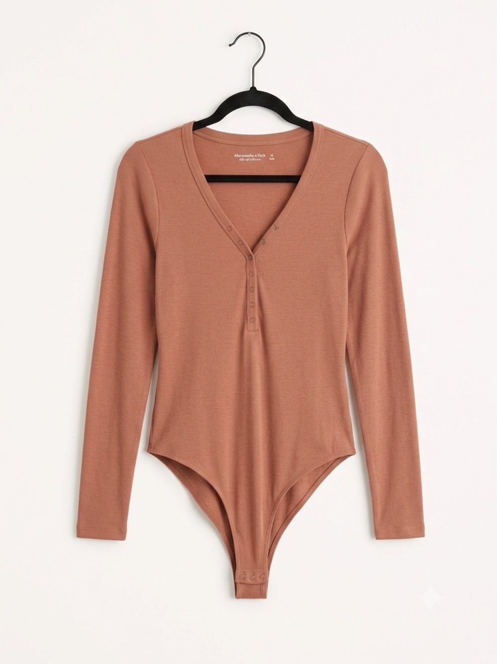 Abercrombie & Fitch Long-Sleeve Henley Bodysuit - Light Brown